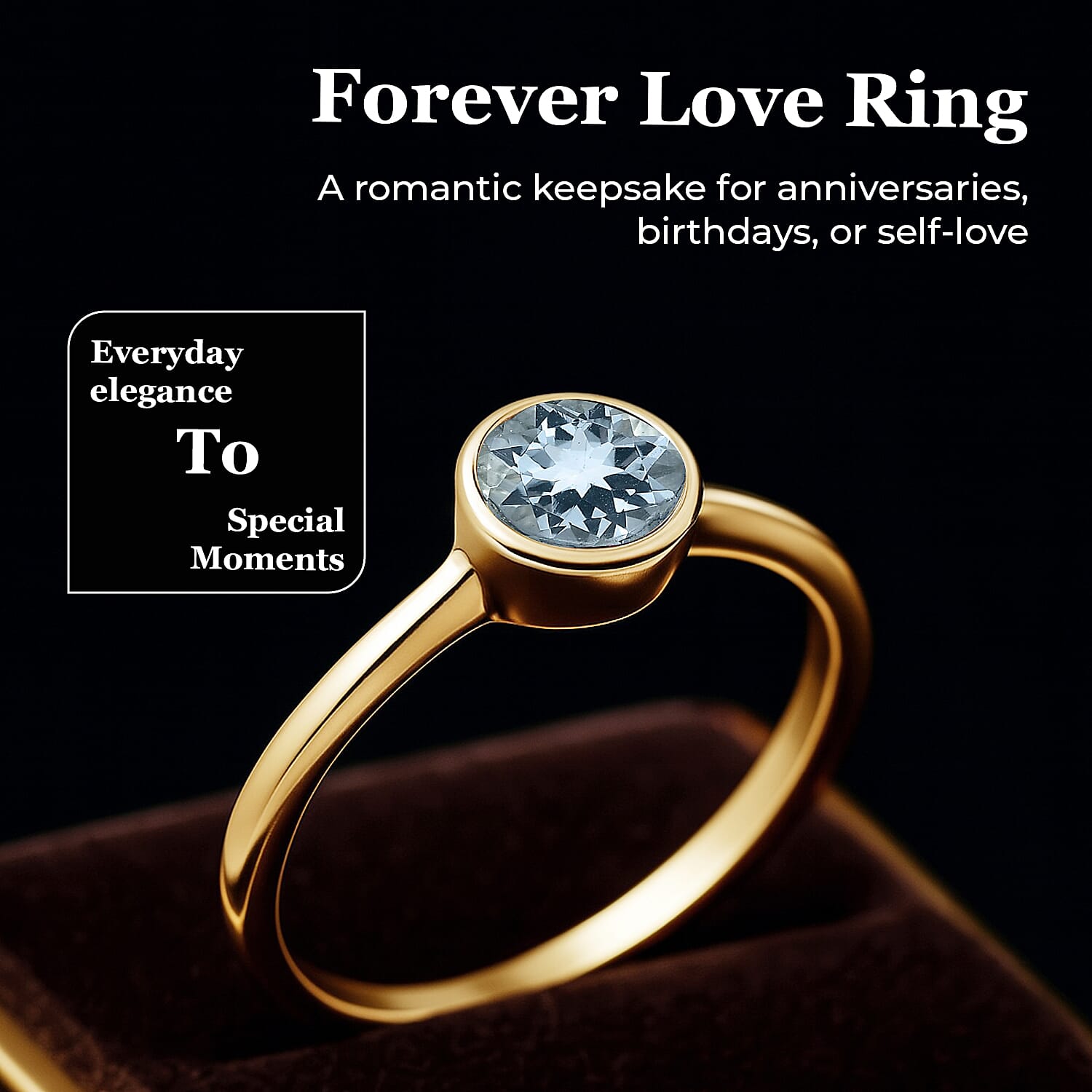 Solitaire Ring in 18K Yellow Gold Vermeil Overlay Sterling Silver